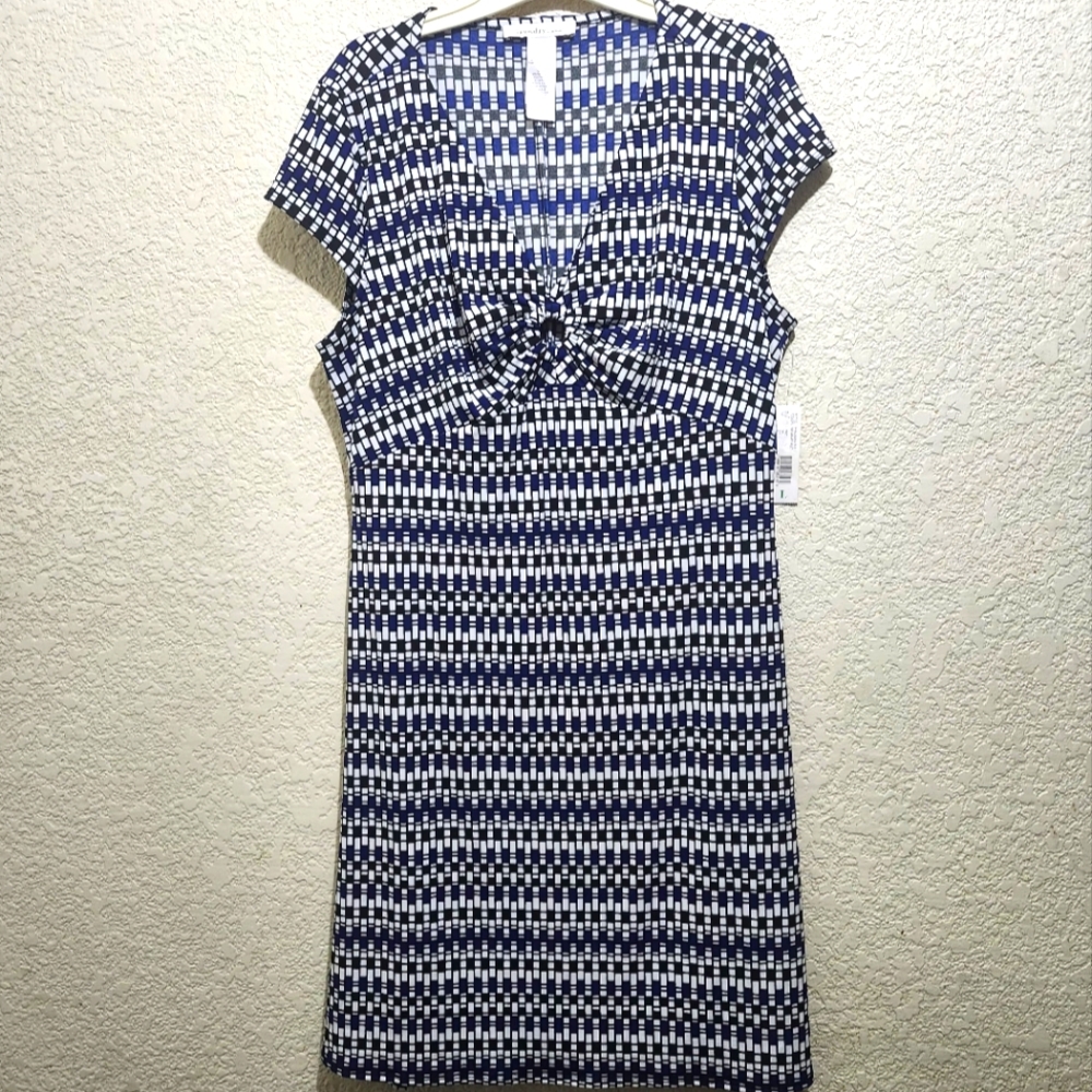 Laundry By DESIGN Blue and White Patterned Dress